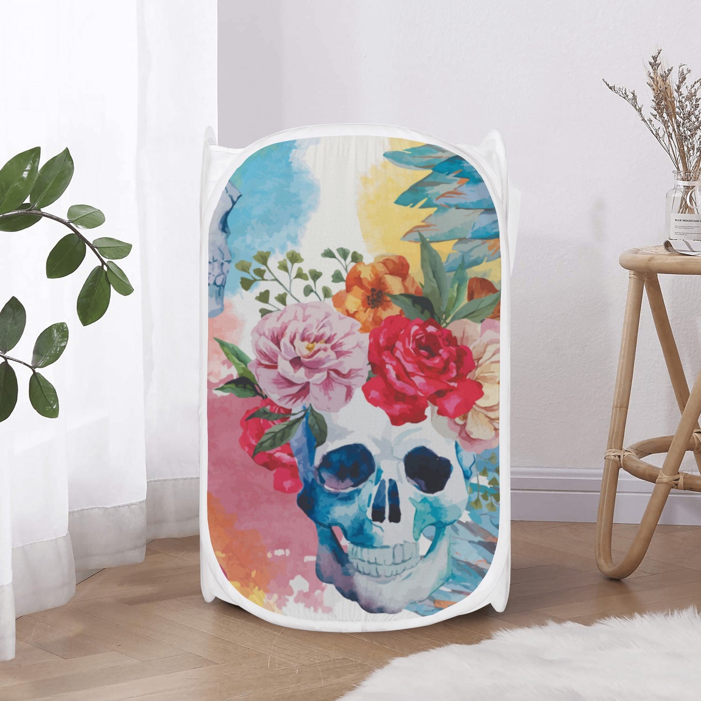 Rose skull skeleton Laundry Hamper