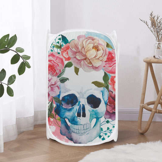 Rose floral sugar skull pattern Laundry Hamper