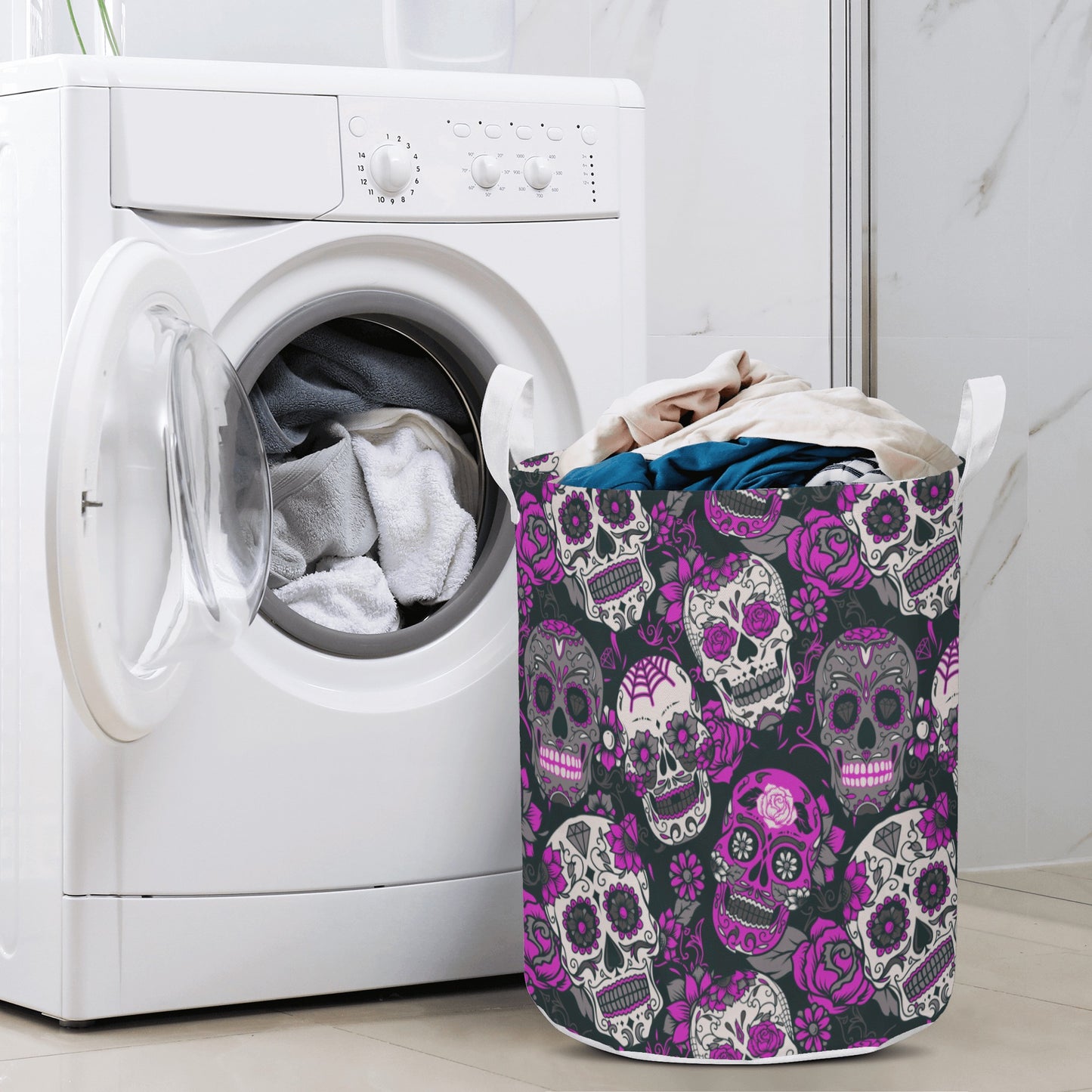 Dia de los muertos Round Laundry Basket
