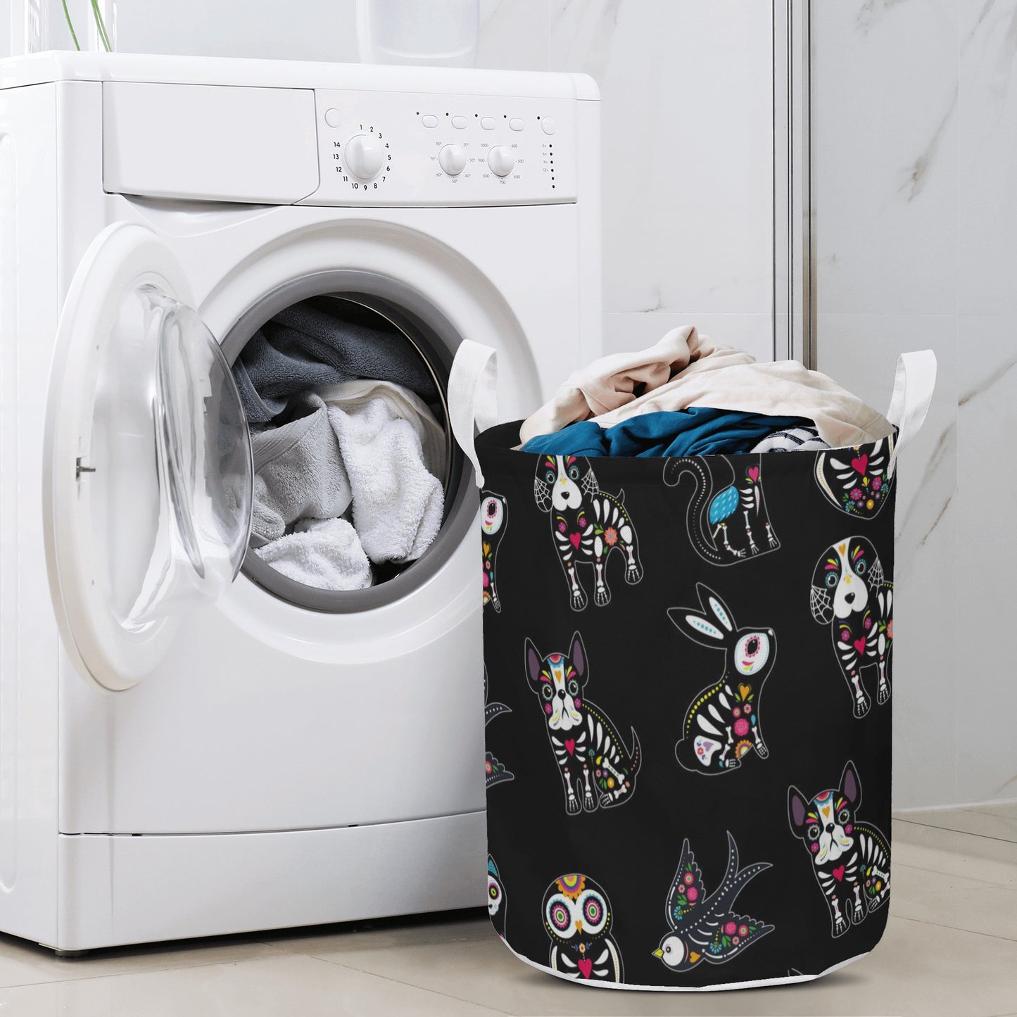 Animal sugar skull Round Laundry Basket