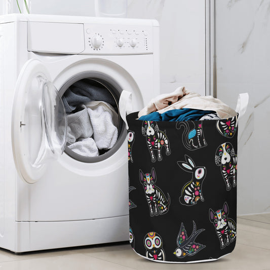Animal sugar skull Round Laundry Basket