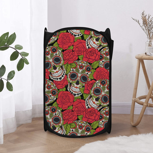 Sugar skull gothic skull Laundry Hamper