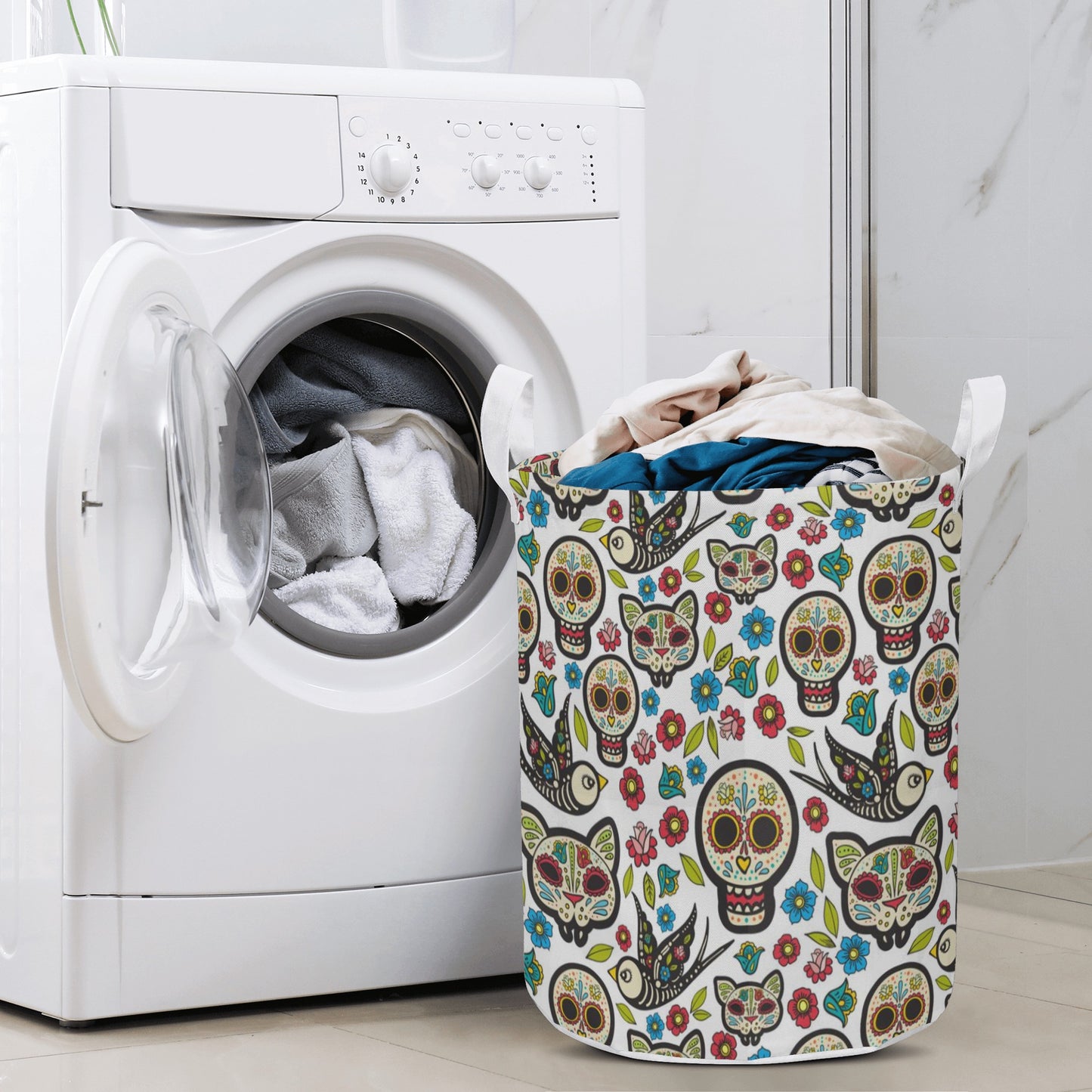 Sugar skull Round Laundry Basket