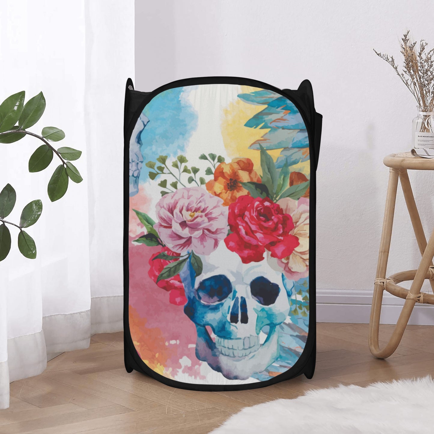 Rose skull skeleton Laundry Hamper