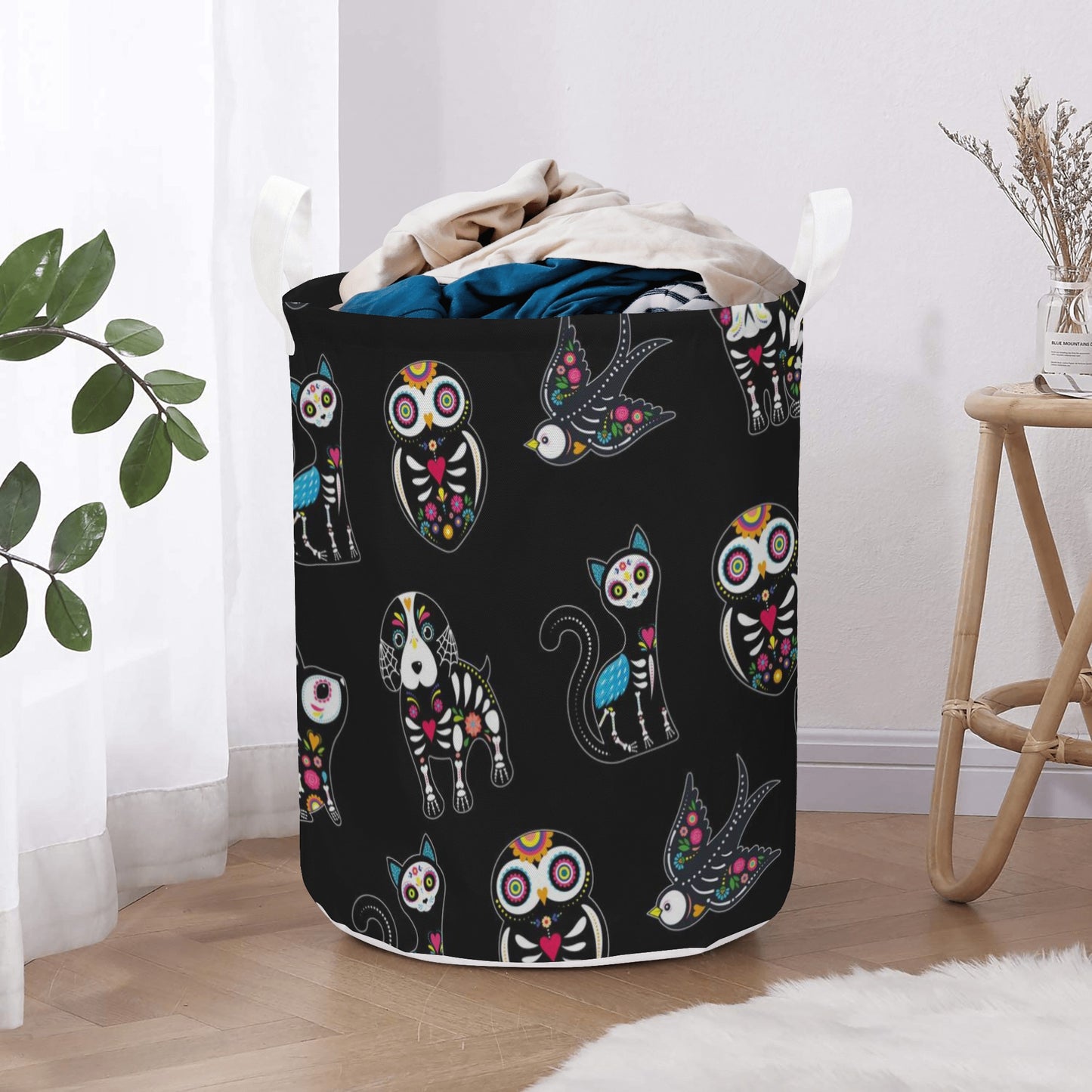 Animal sugar skull Round Laundry Basket