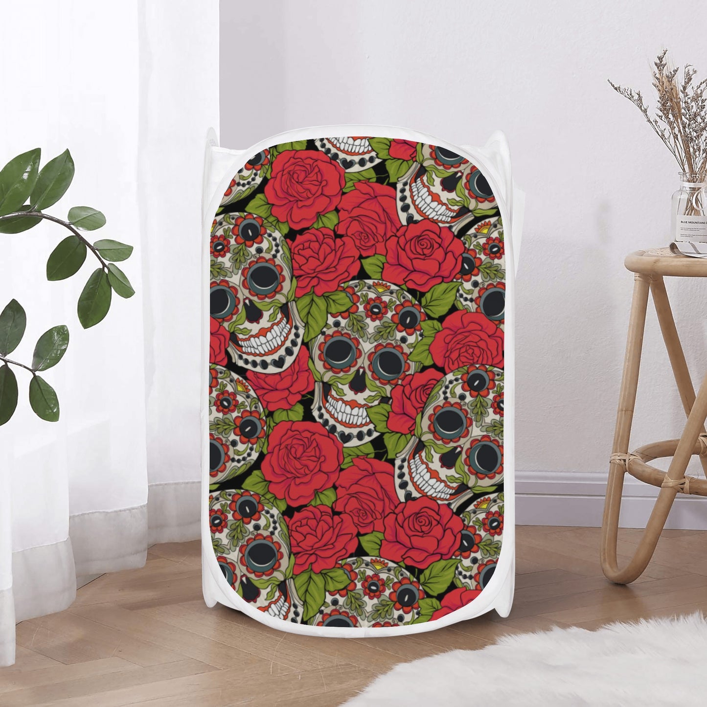 Sugar skull gothic skull Laundry Hamper