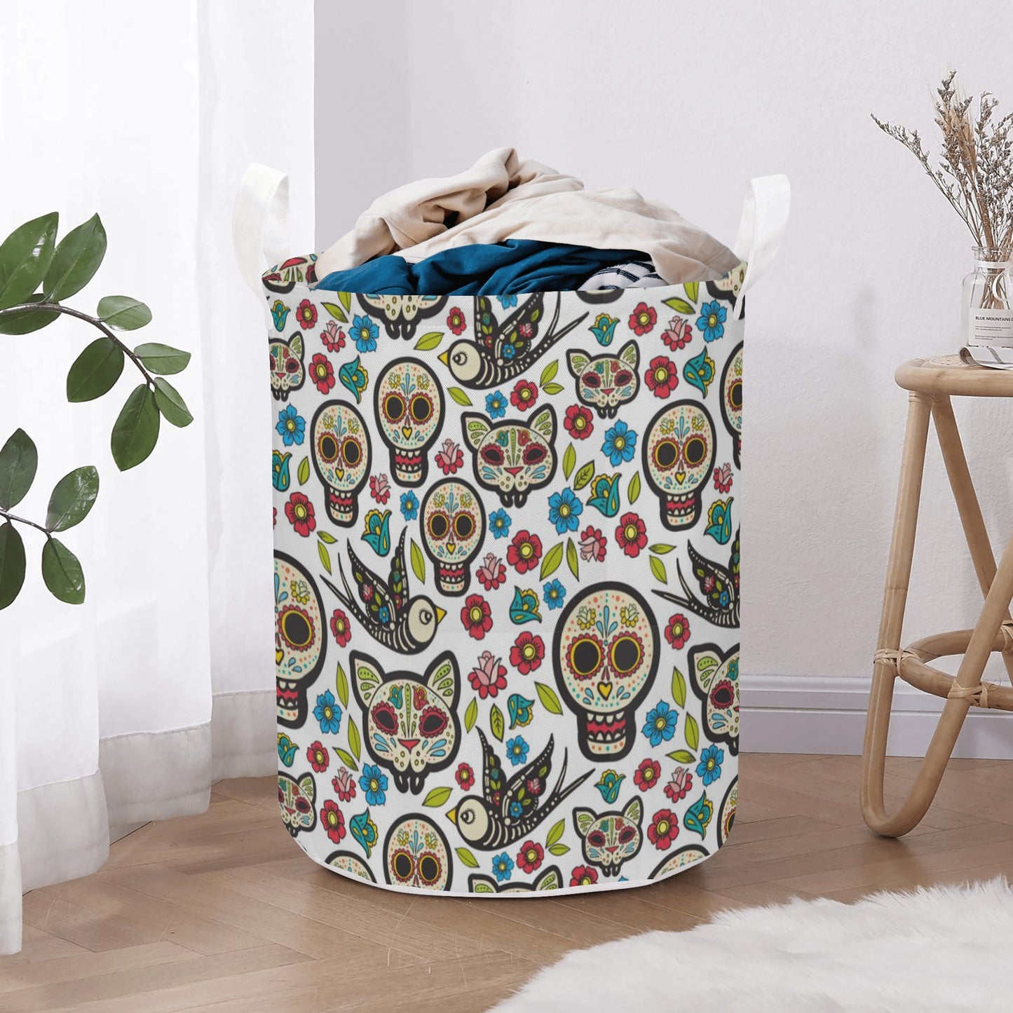 Sugar skull Round Laundry Basket
