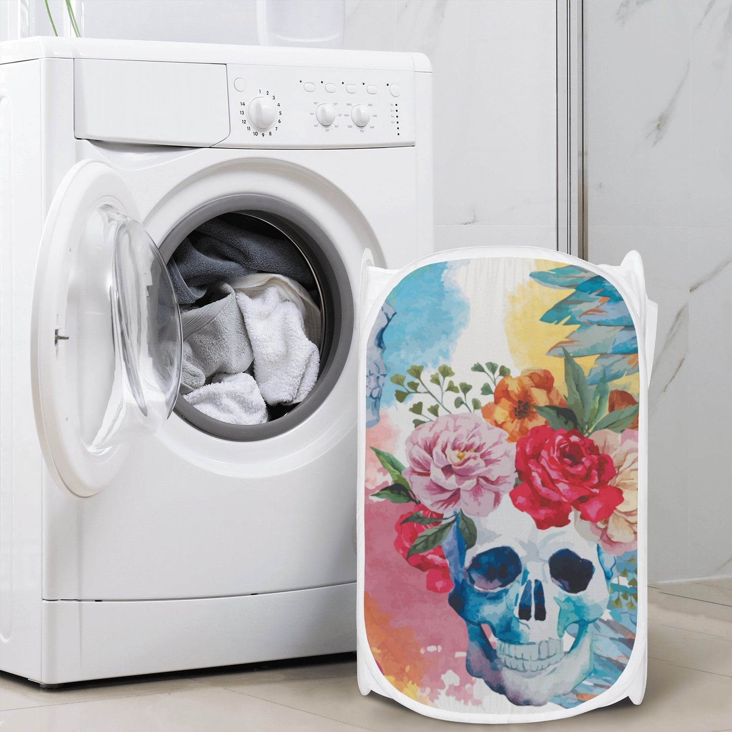 Rose skull skeleton Laundry Hamper
