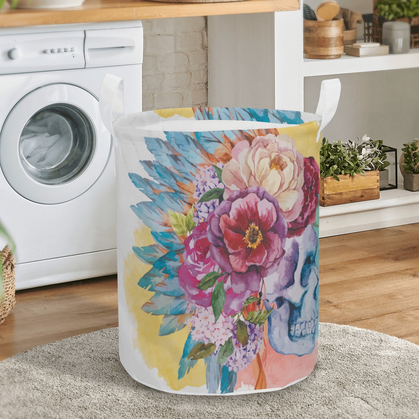 Gothic skull Halloween Round Laundry Basket