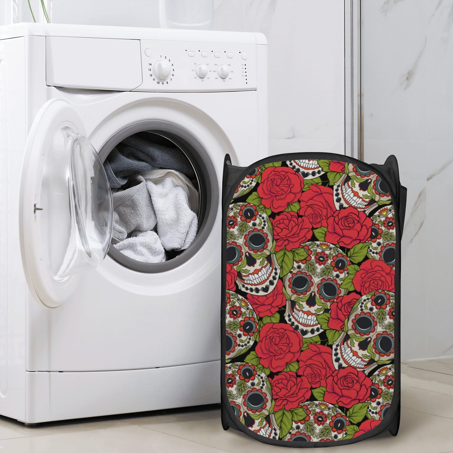 Sugar skull gothic skull Laundry Hamper