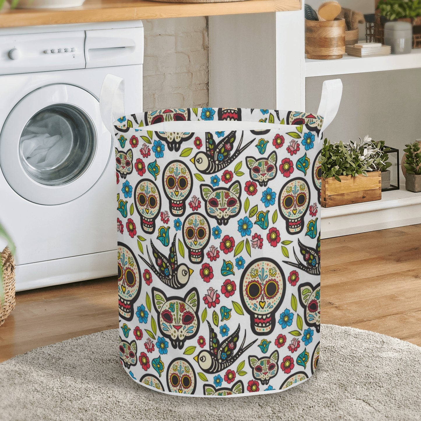 Sugar skull Round Laundry Basket