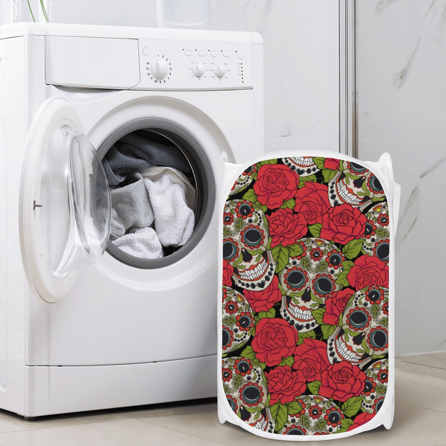 Sugar skull gothic skull Laundry Hamper