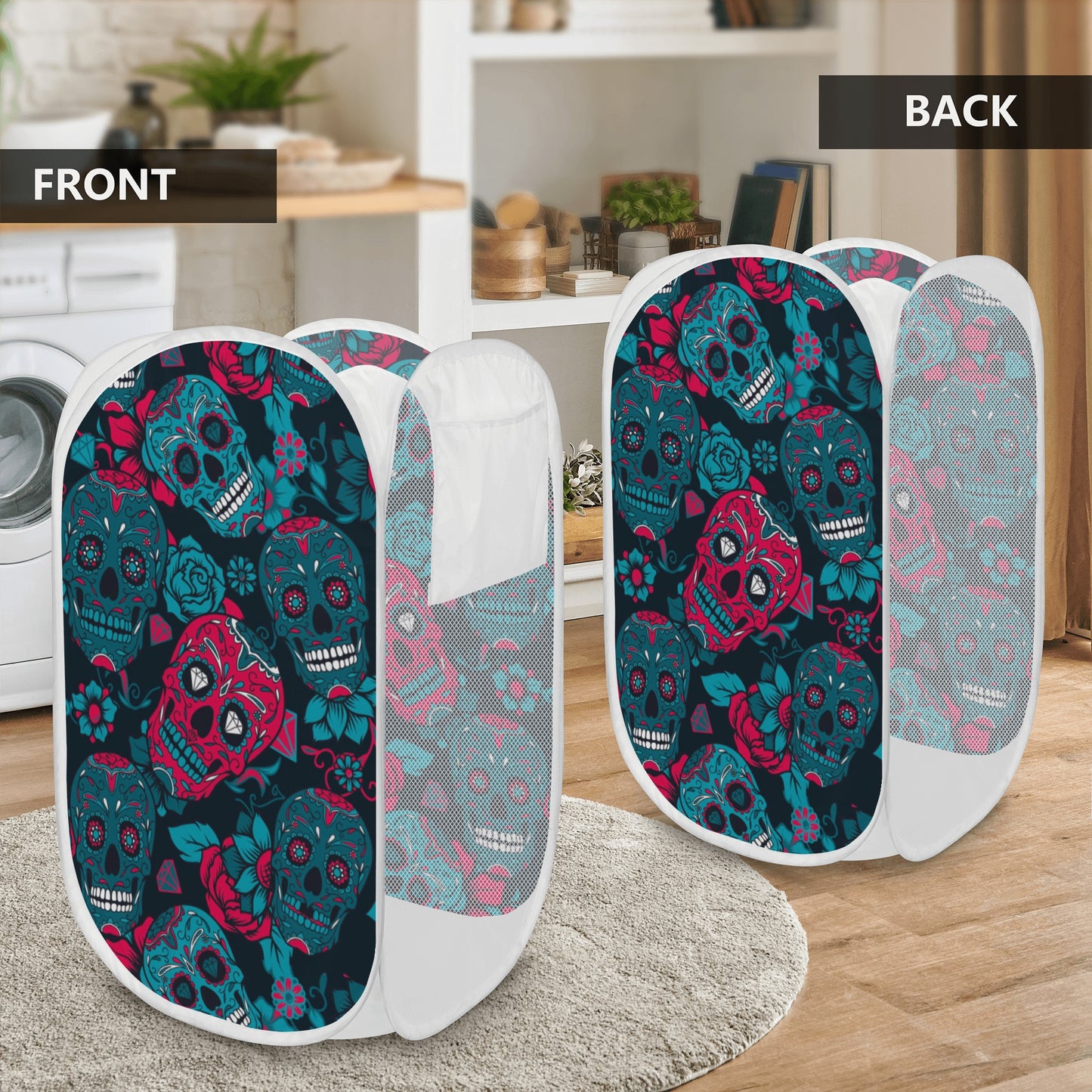 Gothic sugar skull Laundry Hamper