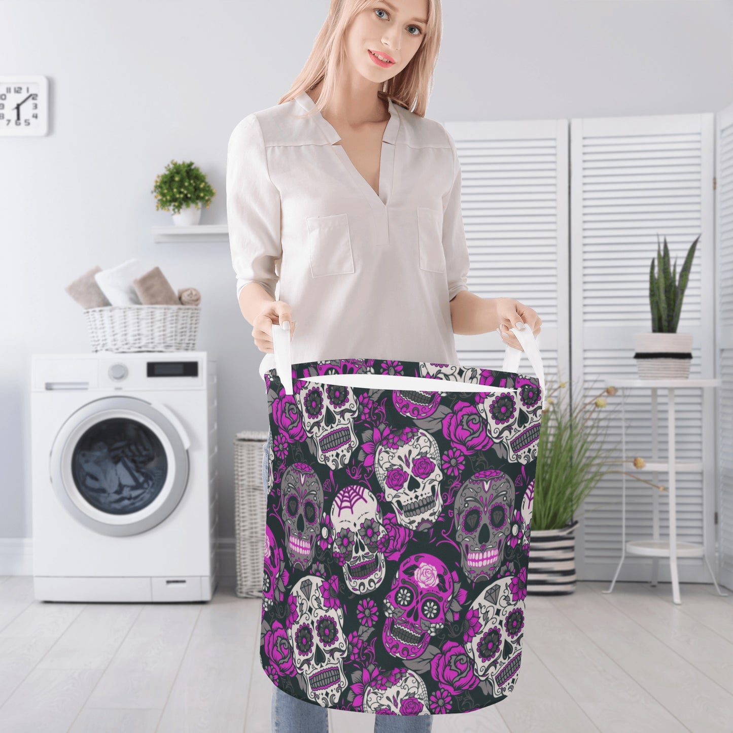 Dia de los muertos Round Laundry Basket