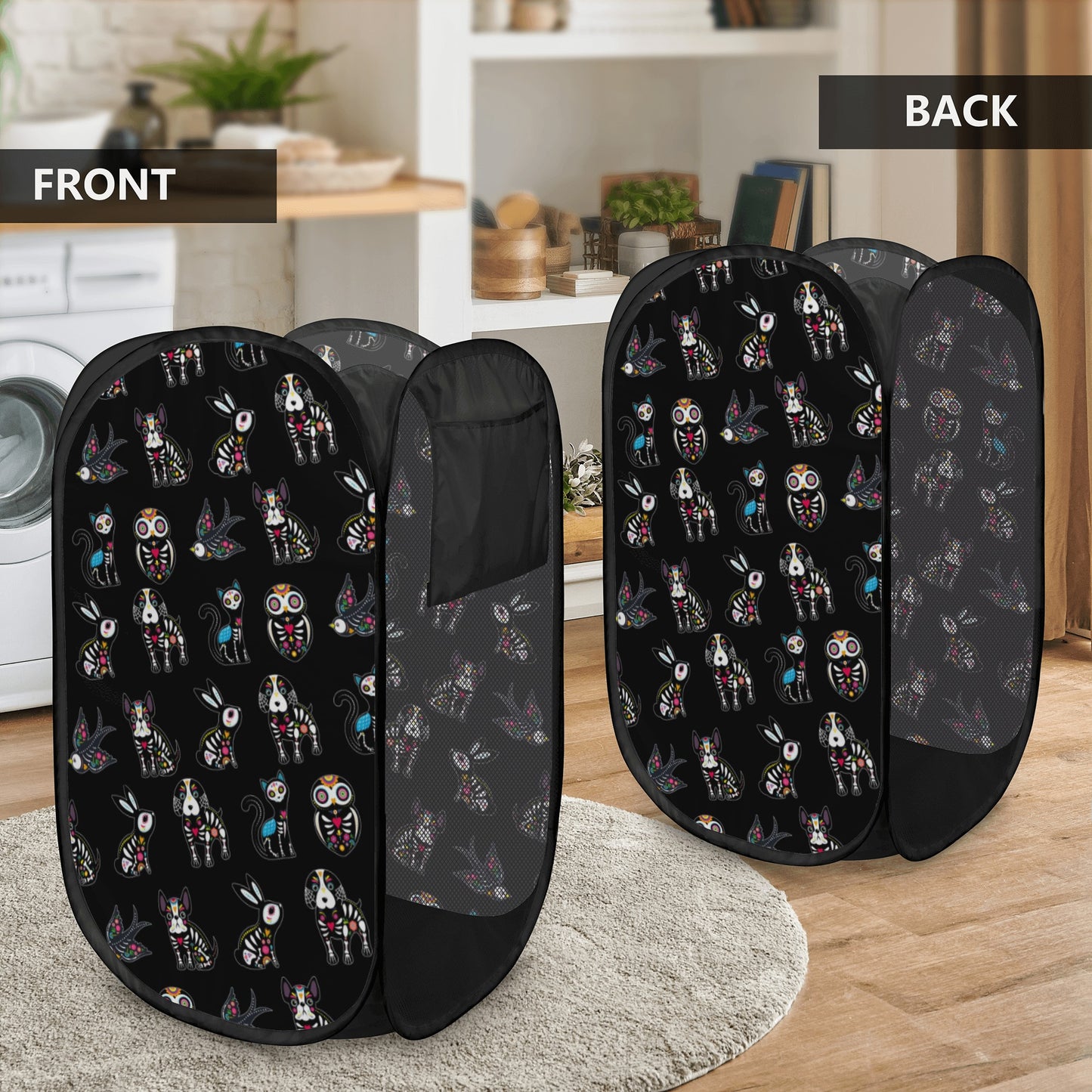 Animal day of the dead mexican skull Laundry Hamper