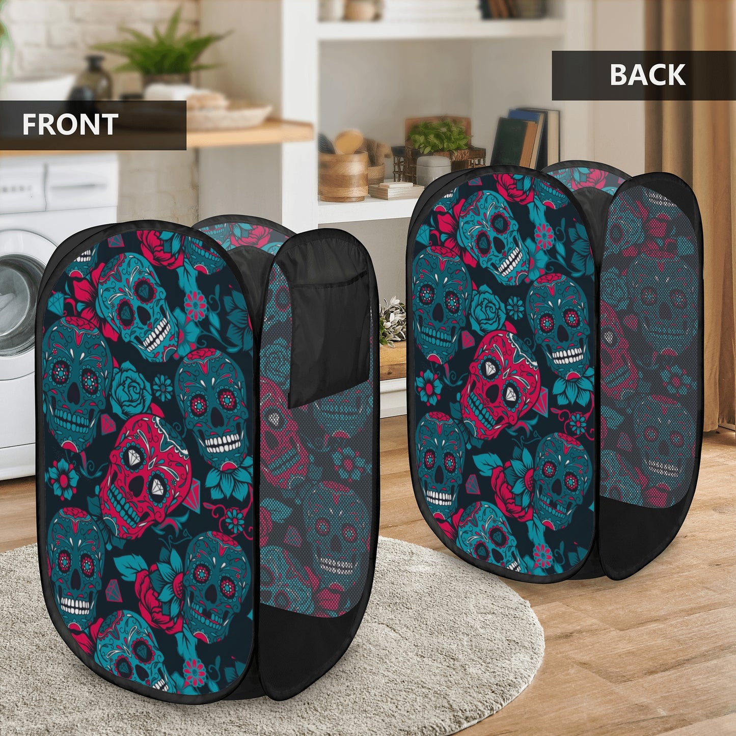 Gothic sugar skull Laundry Hamper