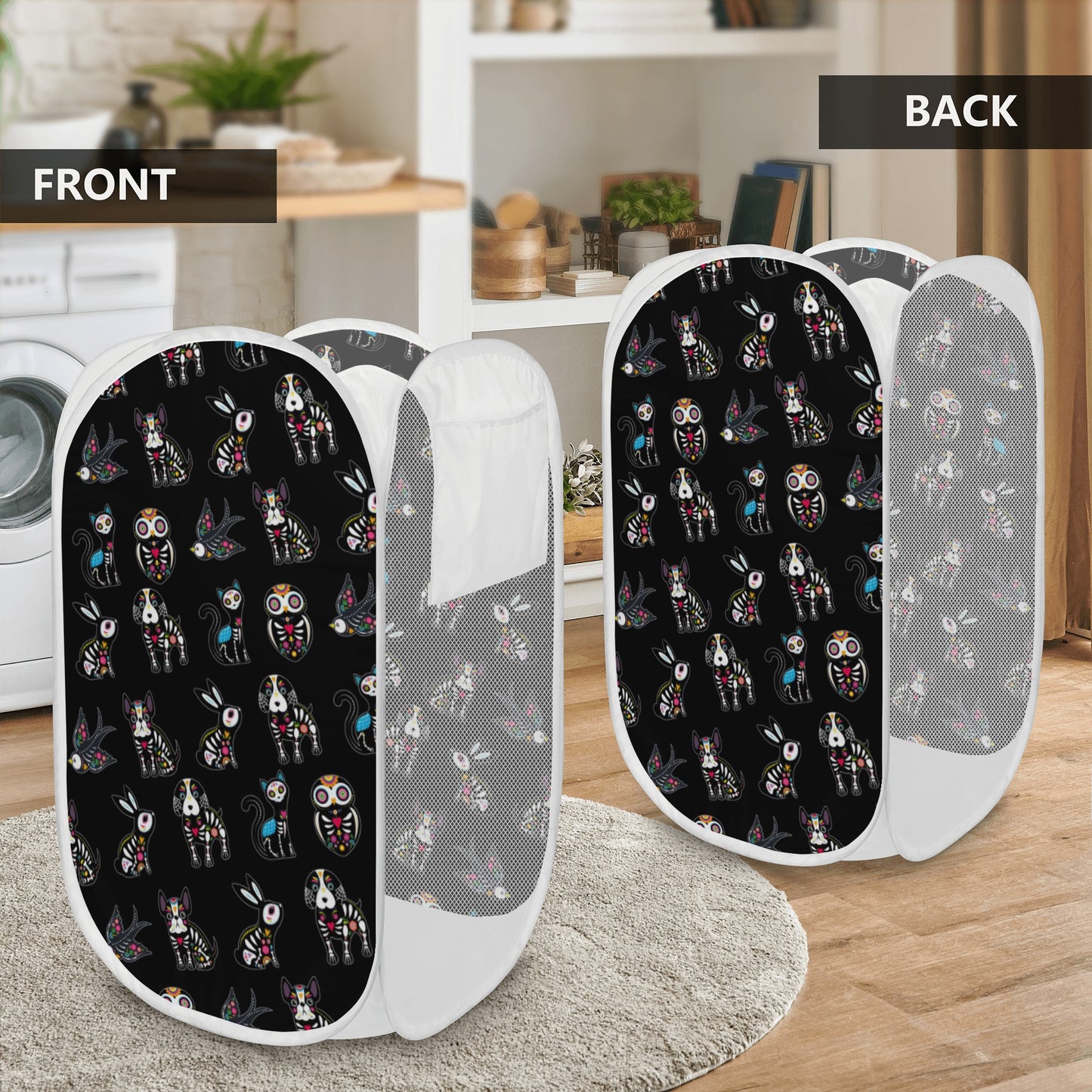 Animal day of the dead mexican skull Laundry Hamper