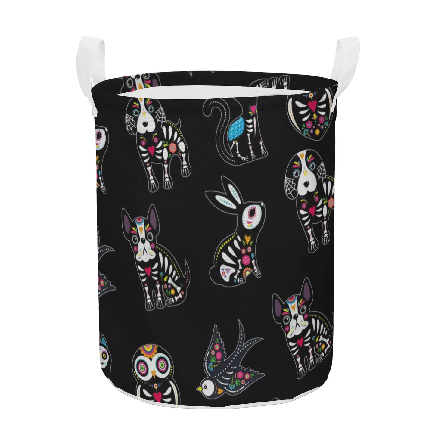 Animal sugar skull Round Laundry Basket