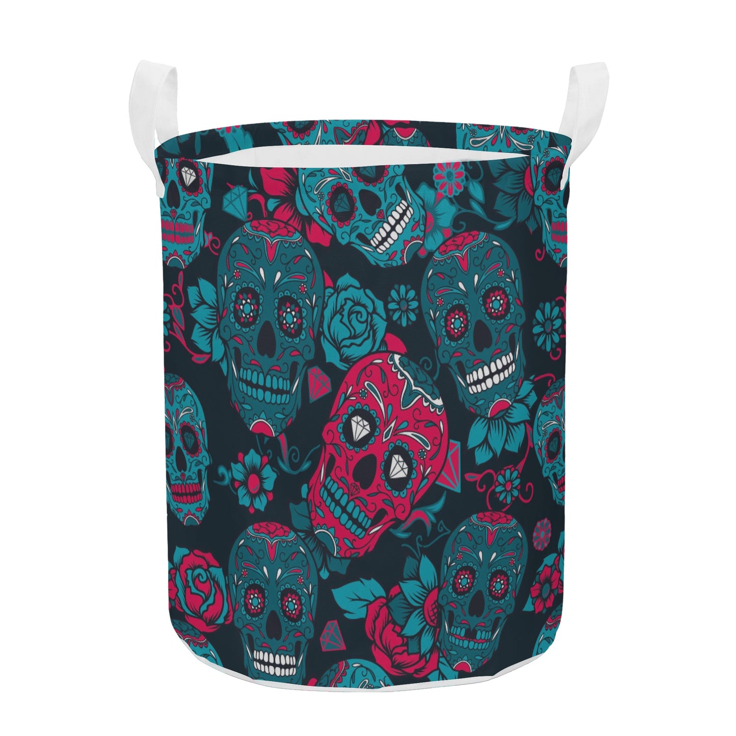 Dia de los muertos sugar skull Round Laundry Basket