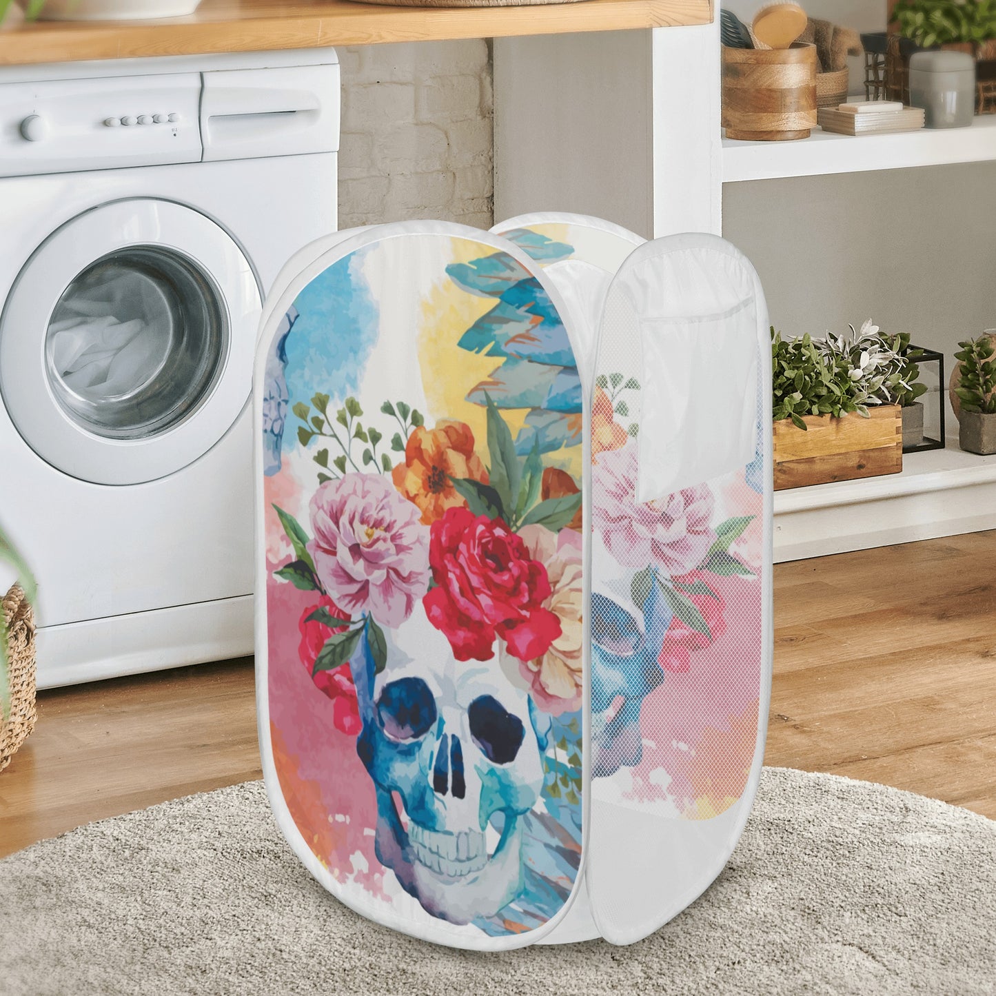 Rose skull skeleton Laundry Hamper