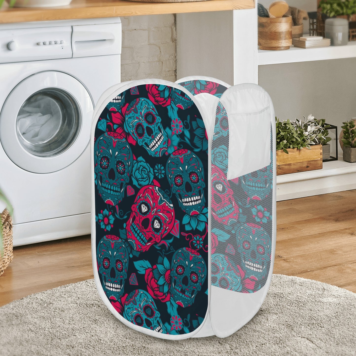 Gothic sugar skull Laundry Hamper