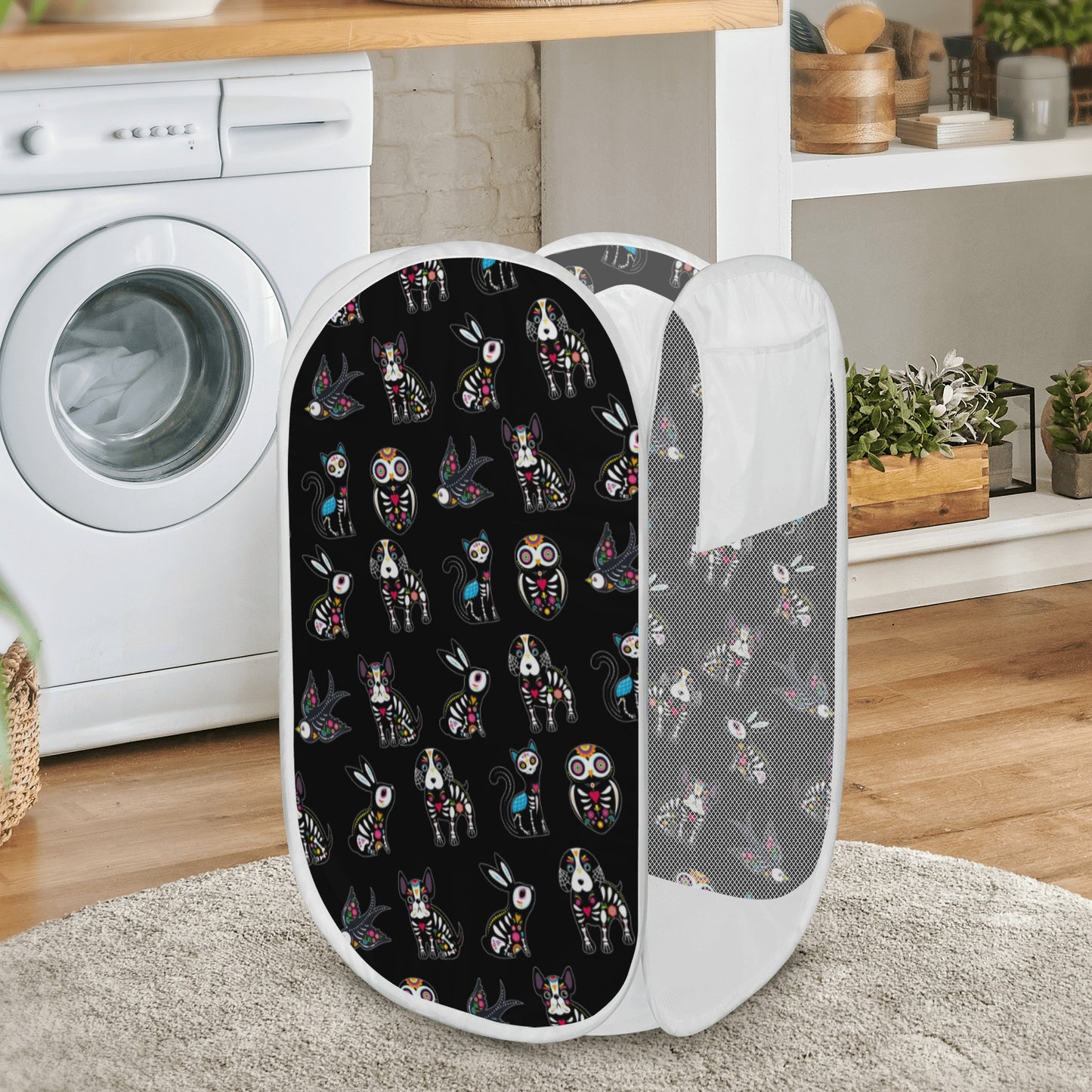 Animal day of the dead mexican skull Laundry Hamper