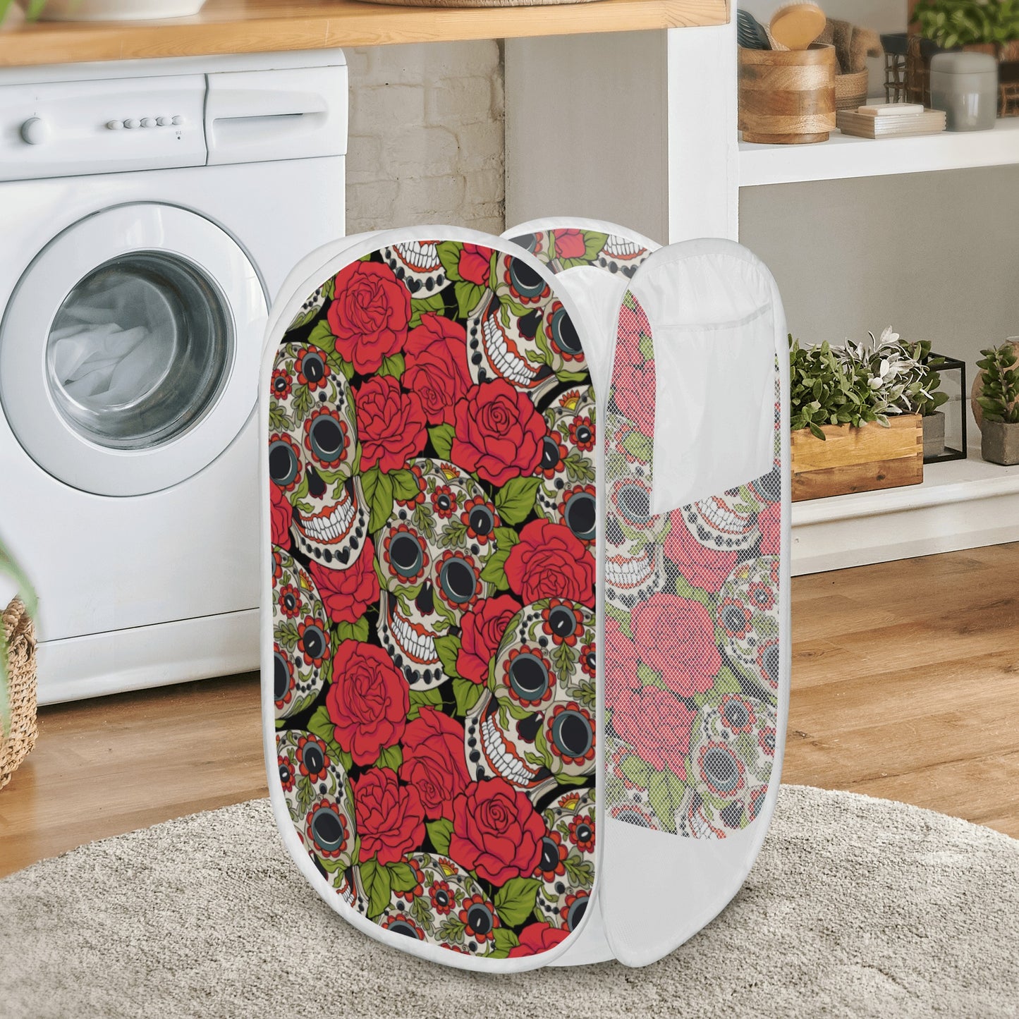 Sugar skull gothic skull Laundry Hamper