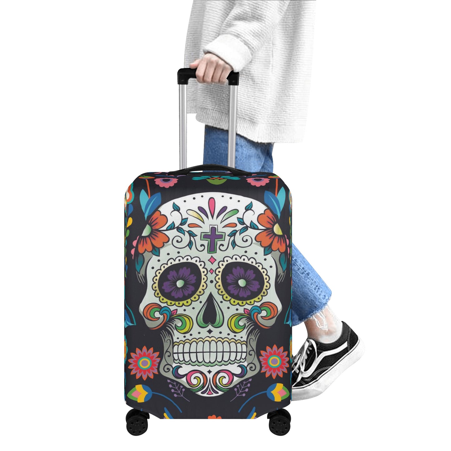 Sugar skull Polyester Luggage Cover