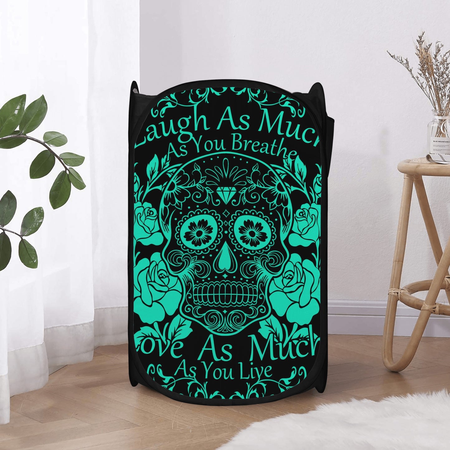 Laugh as much as you breath sugar skull Laundry Hamper