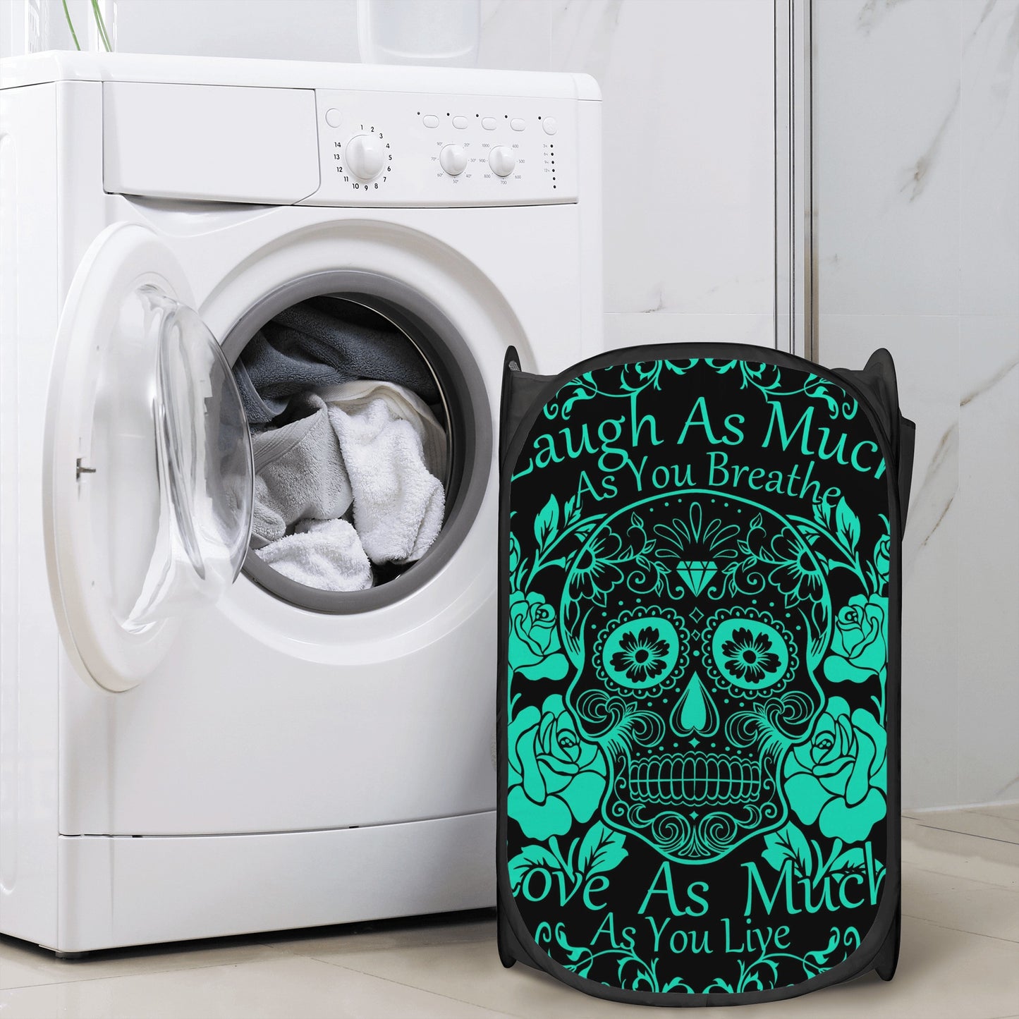 Laugh as much as you breath sugar skull Laundry Hamper