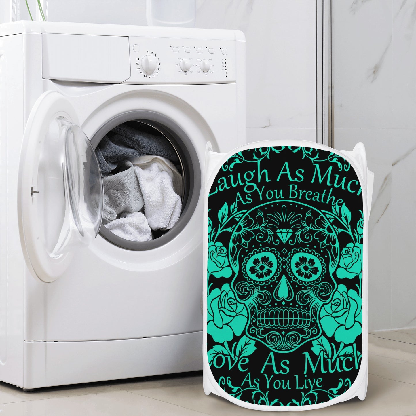 Laugh as much as you breath sugar skull Laundry Hamper