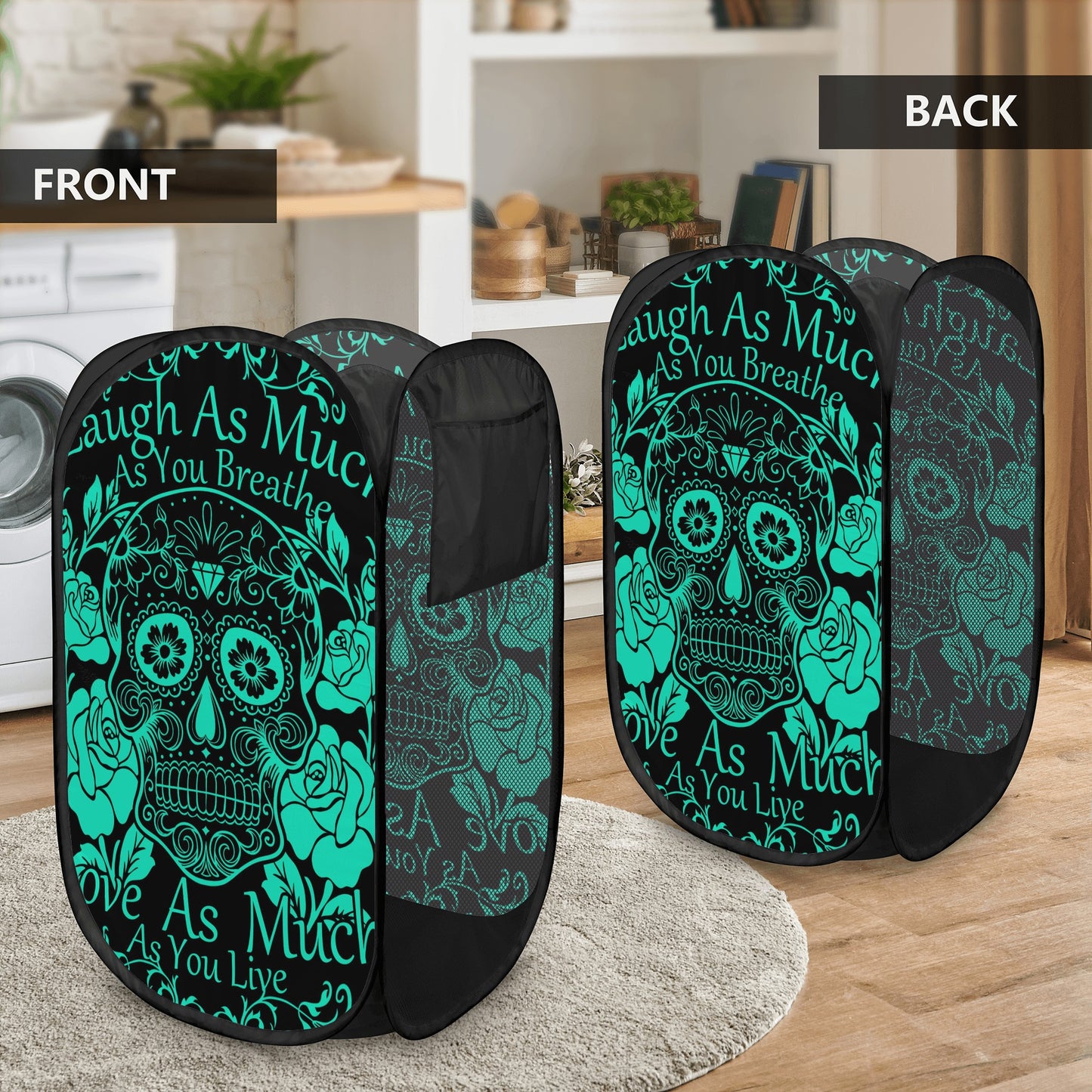 Laugh as much as you breath sugar skull Laundry Hamper