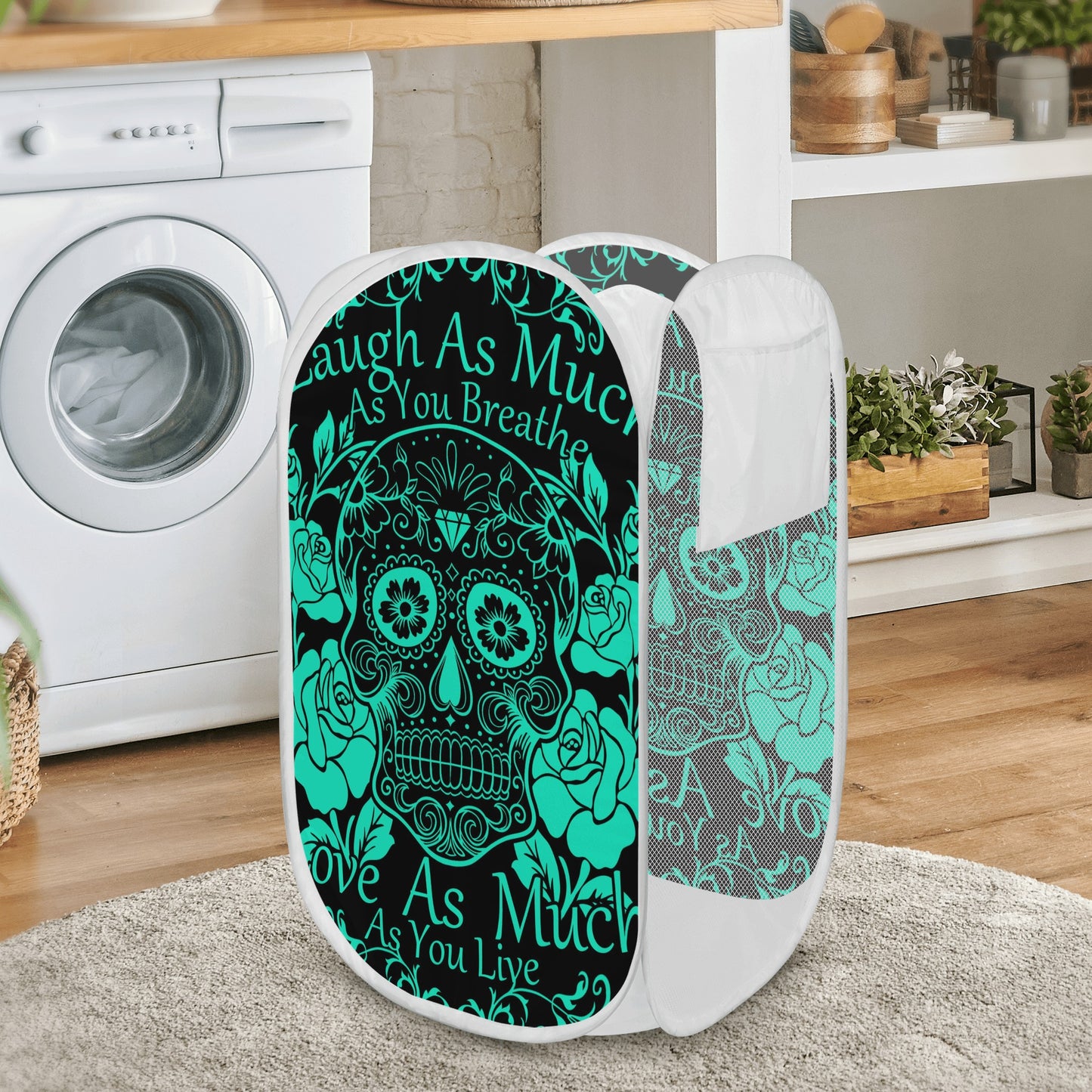 Laugh as much as you breath sugar skull Laundry Hamper