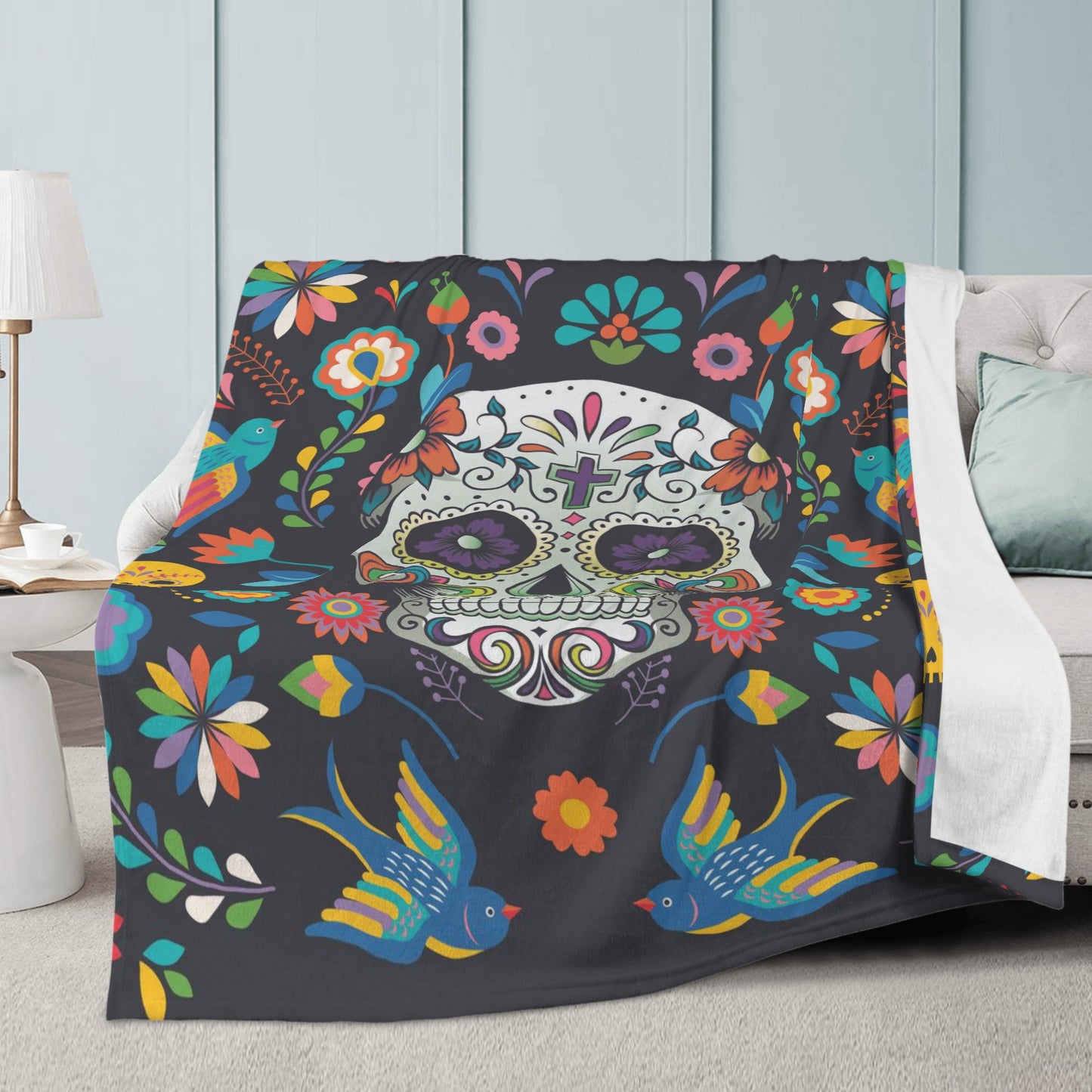 Mexican sugar skull calaveras Blanket Fleece