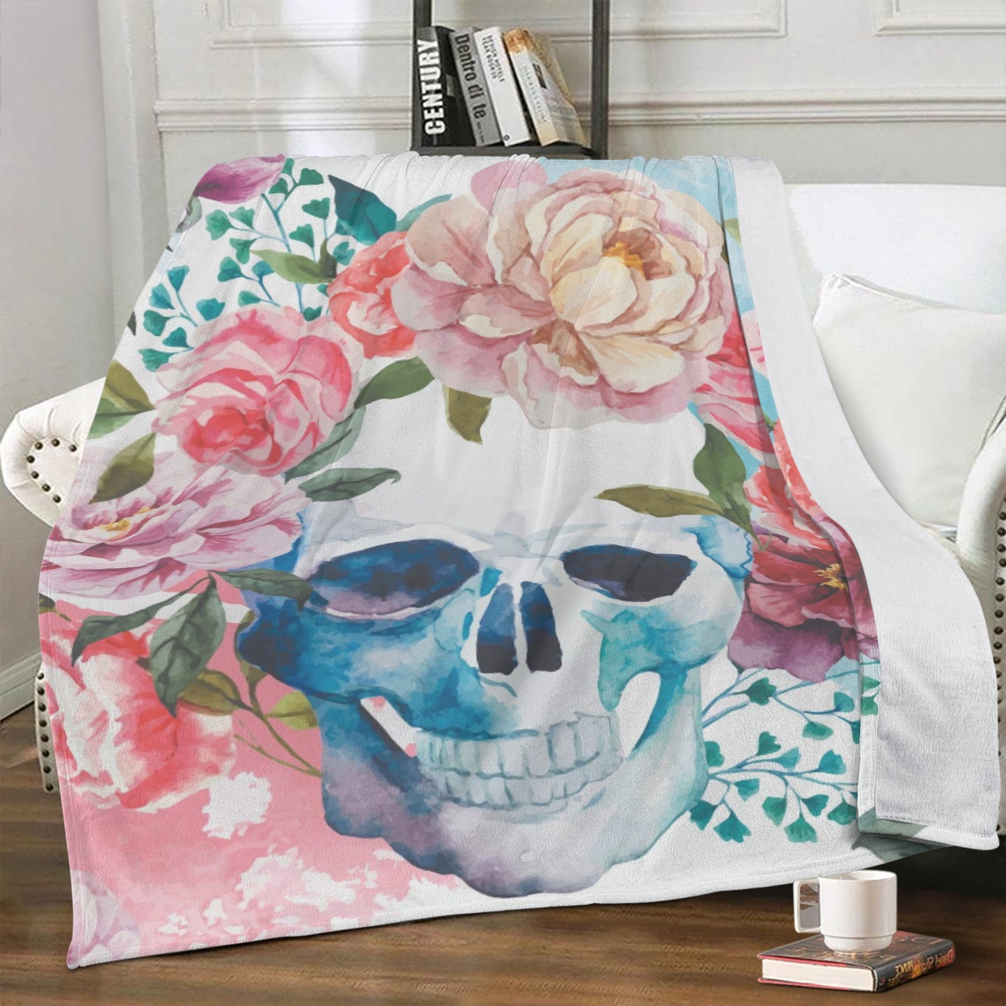 Floral sugar skull Blanket Fleece