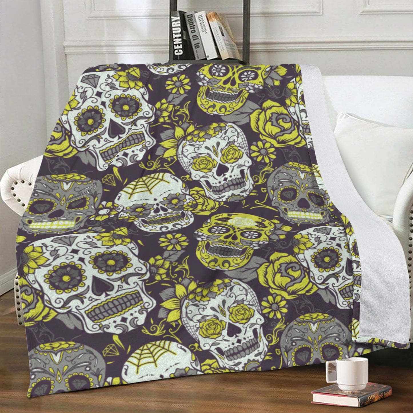Yellow sugar skull Blanket Fleece