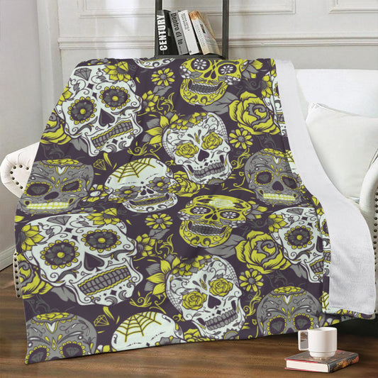 Yellow sugar skull Blanket Fleece