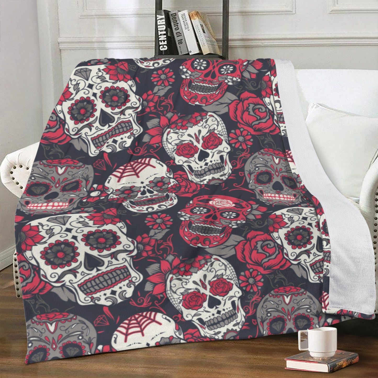 Day of the dead sugar skull skeleton Blanket Fleece