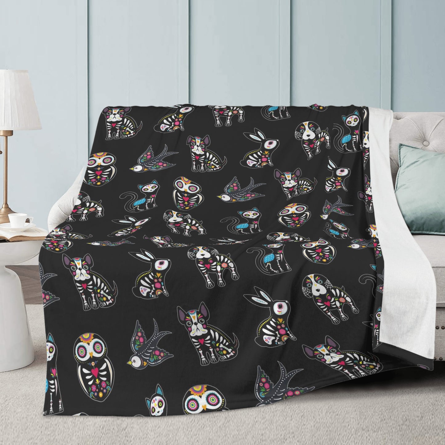 Animal dia de los muertos sugar skull Blanket Fleece