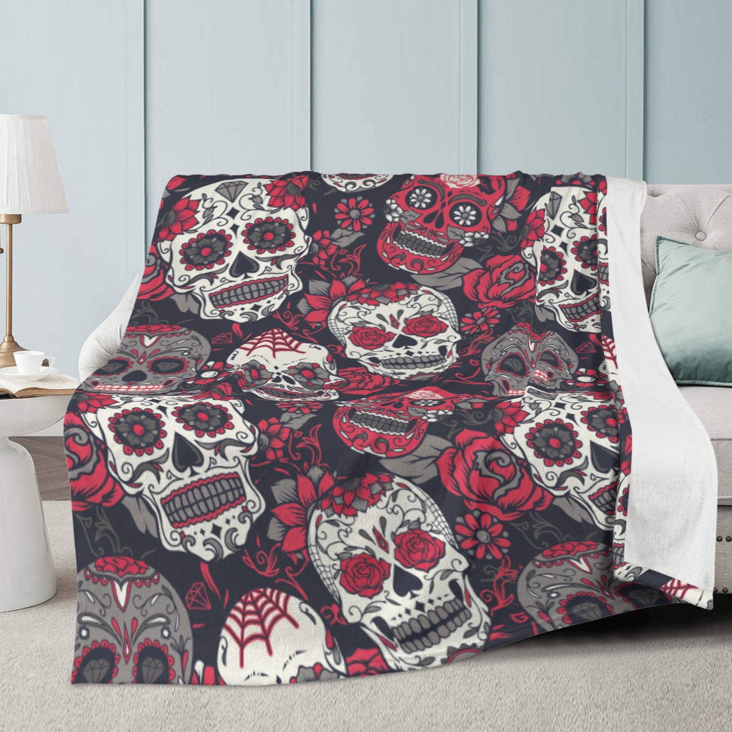 Day of the dead sugar skull skeleton Blanket Fleece