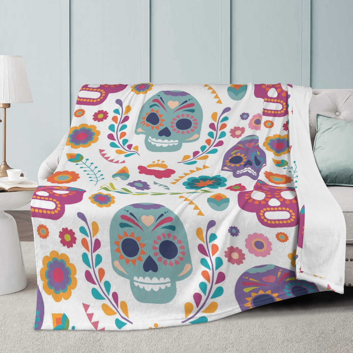 Sugar skull halloween Blanket Fleece