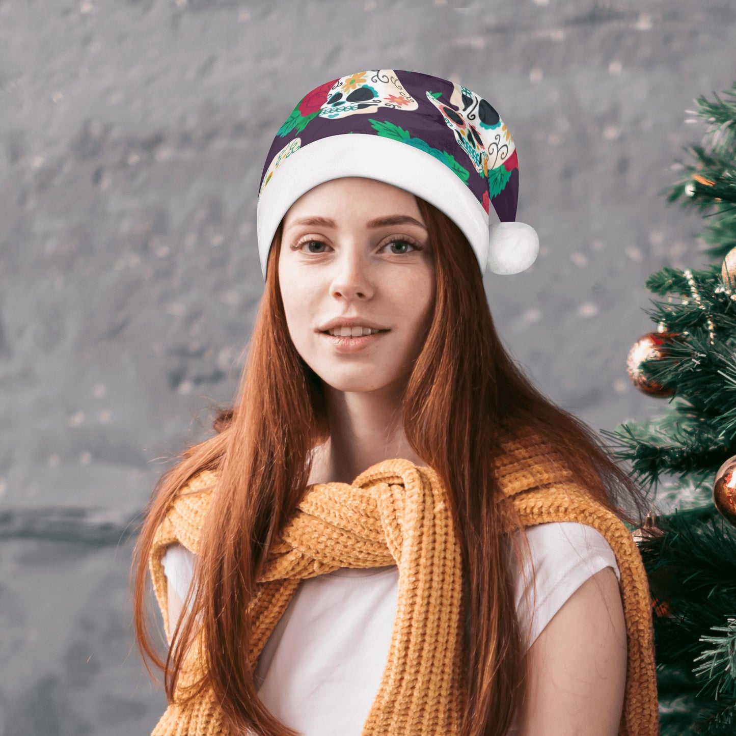 Floral skull mexican calaveras Custom Christmas Hats