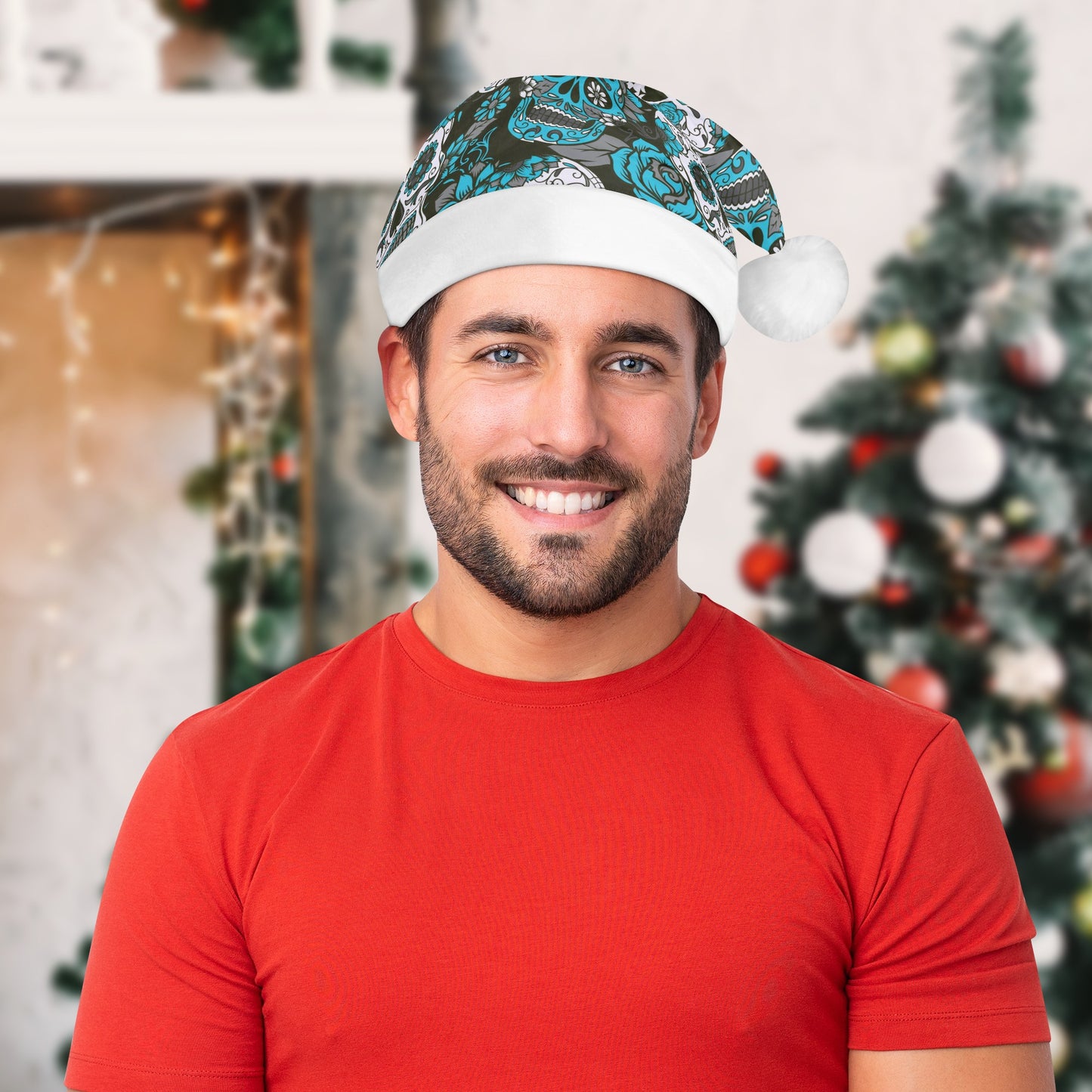 Mexican skull floral Custom Christmas Hats