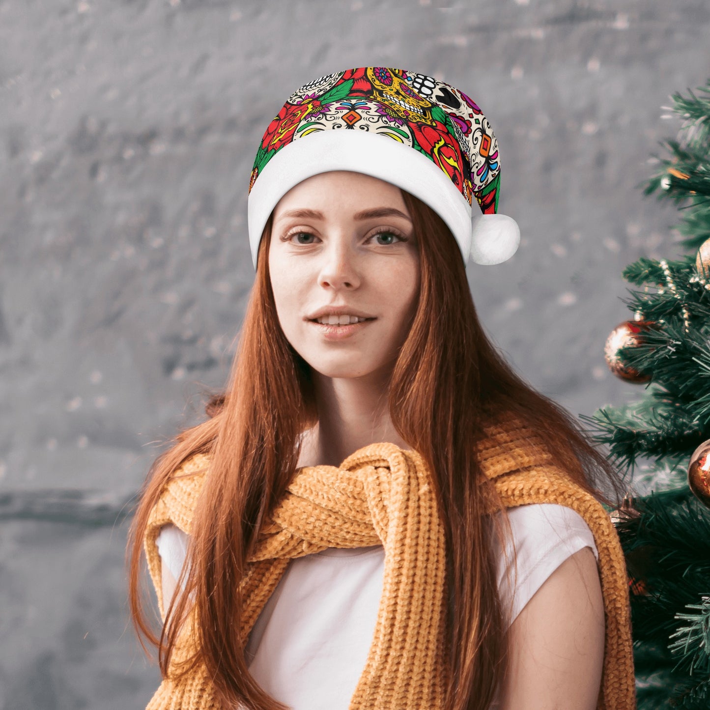 Gothic floral sugar skull Custom Christmas Hats