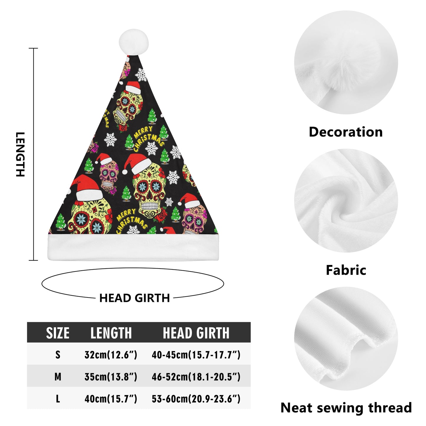 Sugar skull Day of the dead Custom Christmas Hats