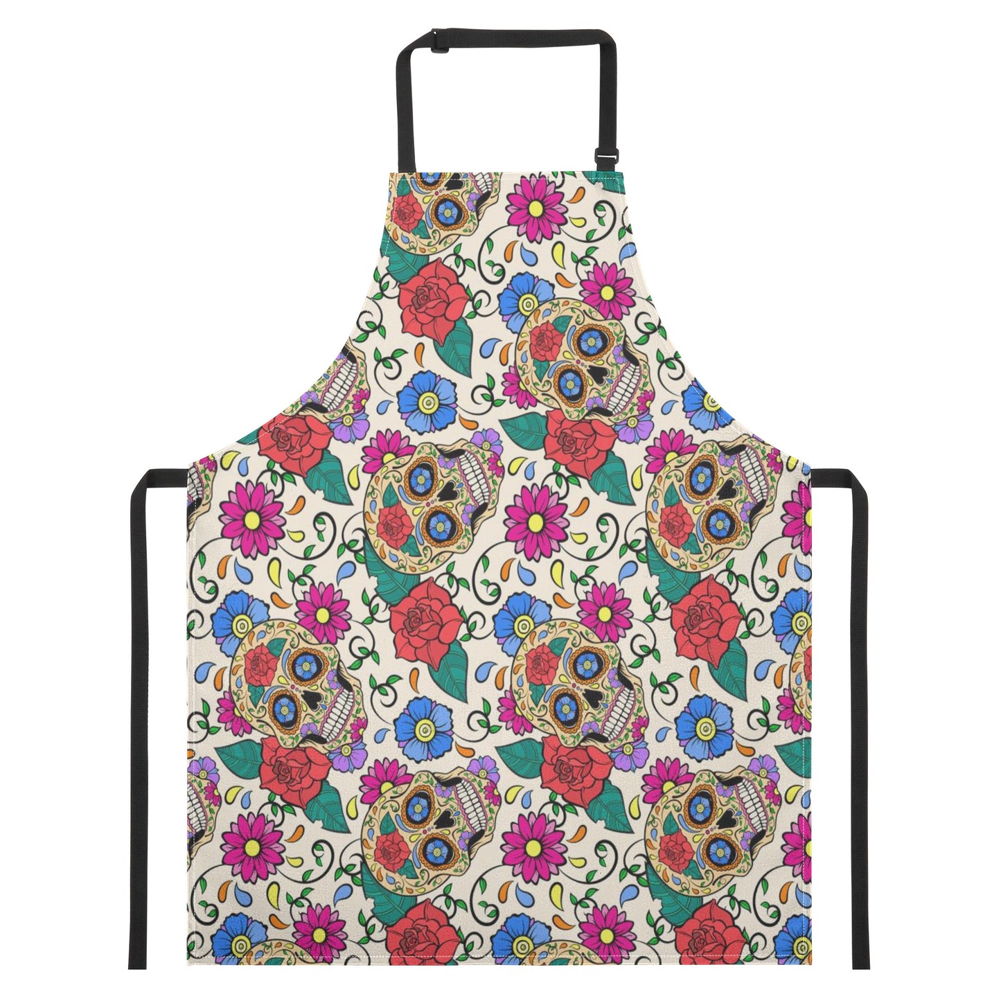 Flower skull rose sugar skull Apron