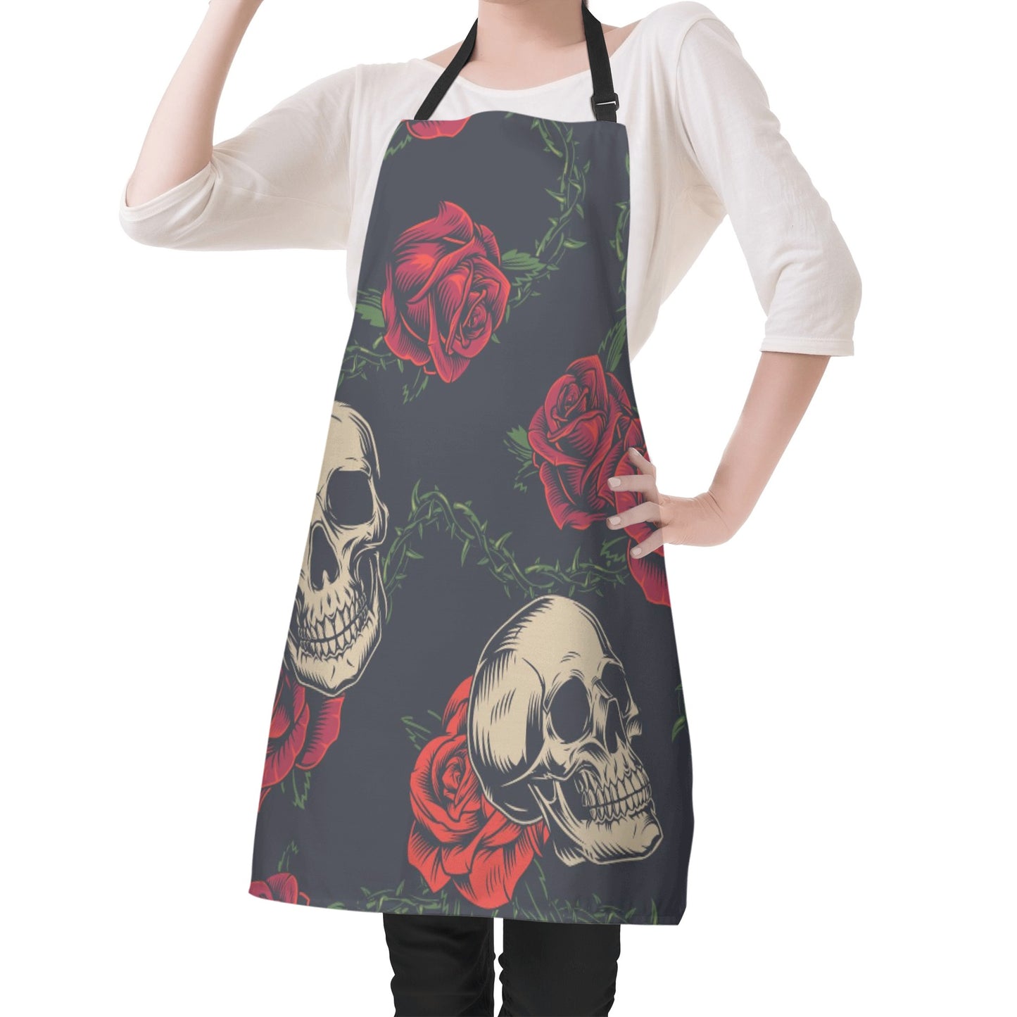 Rose skull skeleton Apron