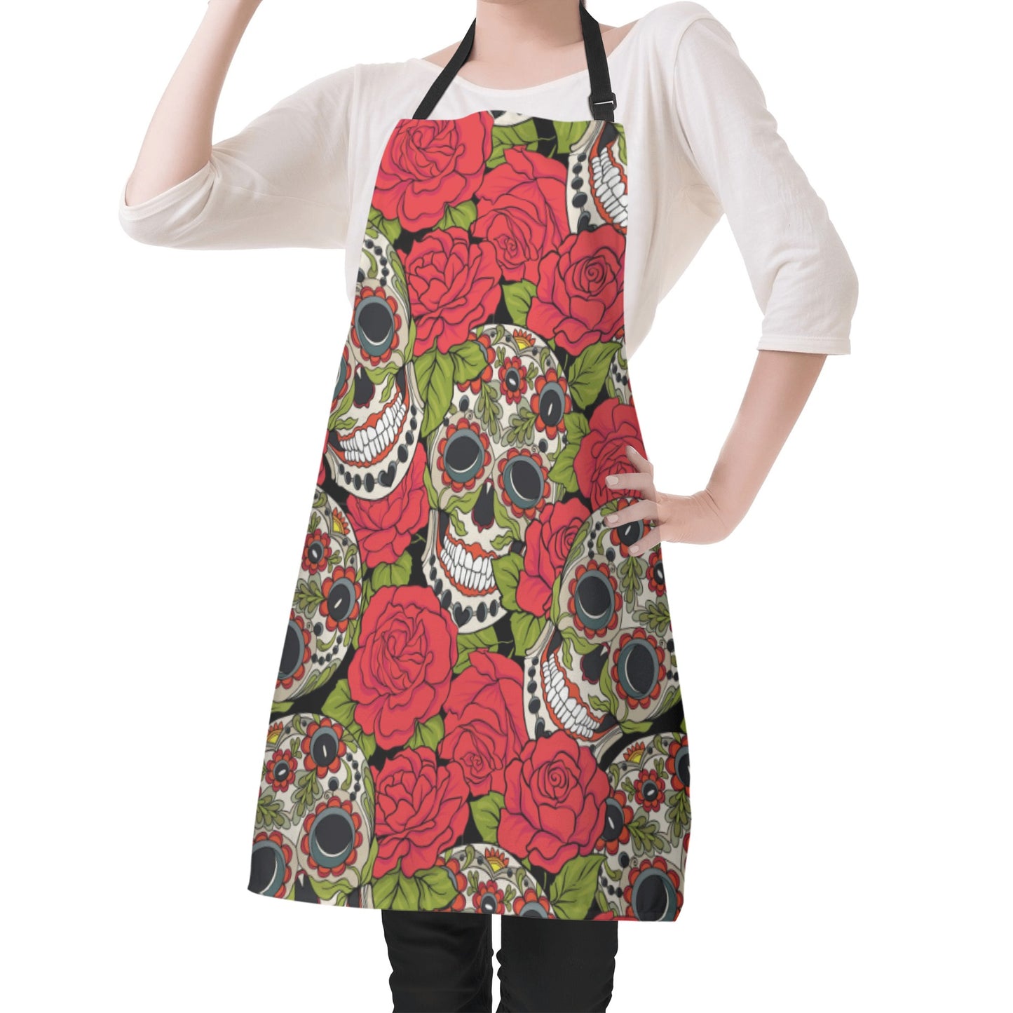 Rose sugar skull gothic skeleton Apron