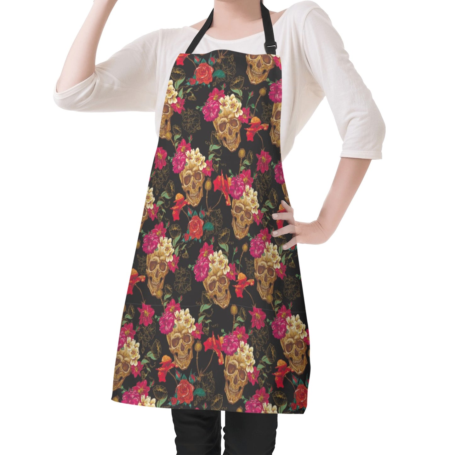 Gothic floral skull Apron