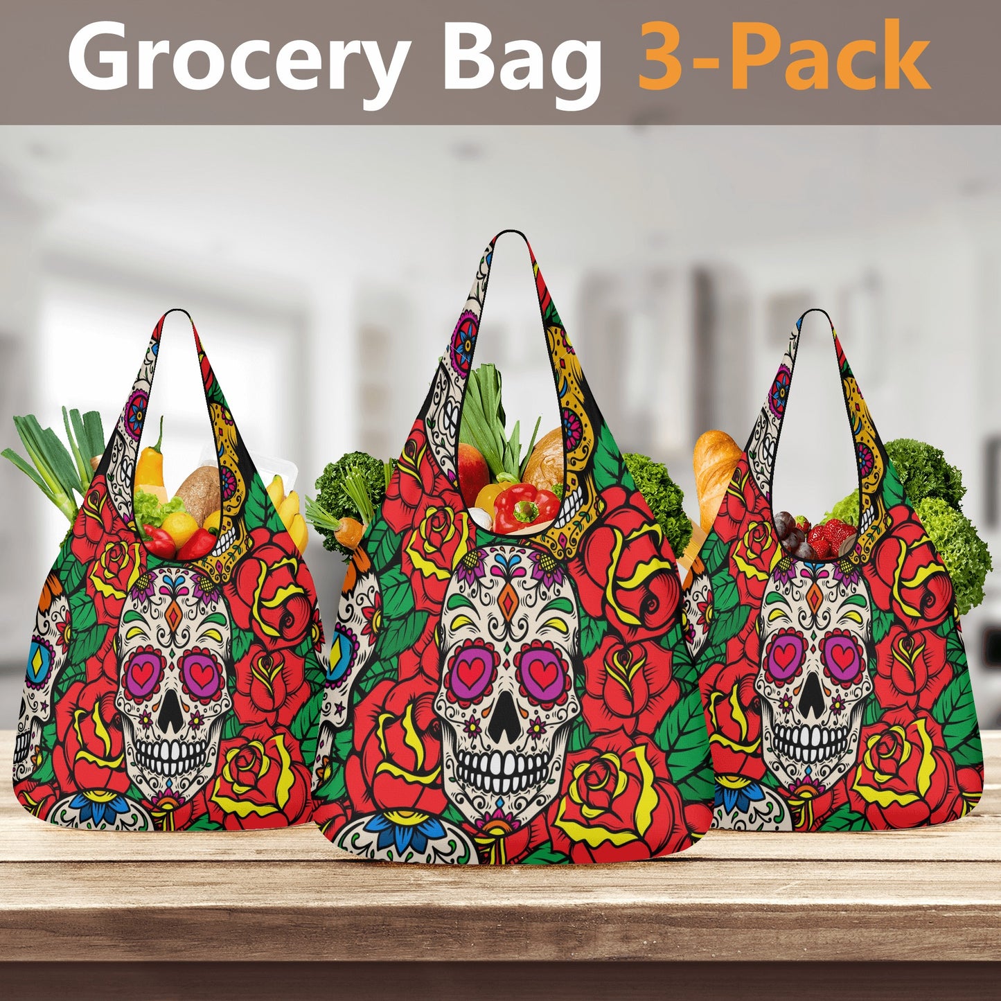 Day of the dead 3 Pack of Grocery Bags